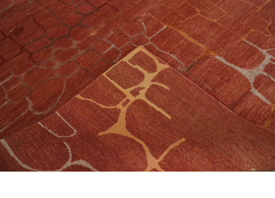 Modern Abstract Rust 5x7 Handloom wool and Art Silk Area Rug – The Rug ...