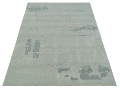 Modern Abstract Silver And Gray Hand knotted Art Silk Area Rug - The Rug Decor