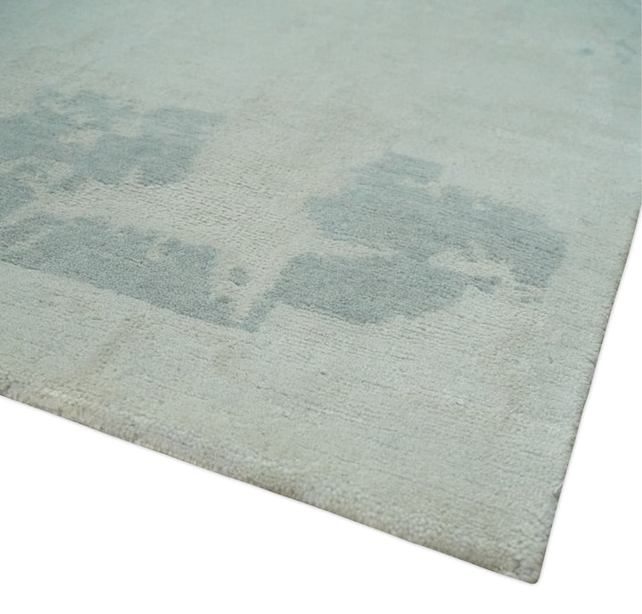 Modern Abstract Silver And Gray Hand knotted Art Silk Area Rug - The Rug Decor
