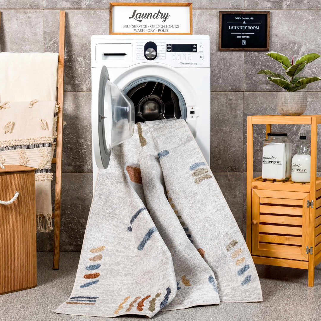 Modern Art Design Machine Woven Multicolor Machine Washable Rug - The Rug Decor
