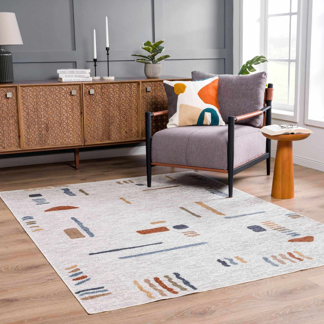 Modern Art Design Machine Woven Multicolor Machine Washable Rug - The Rug Decor
