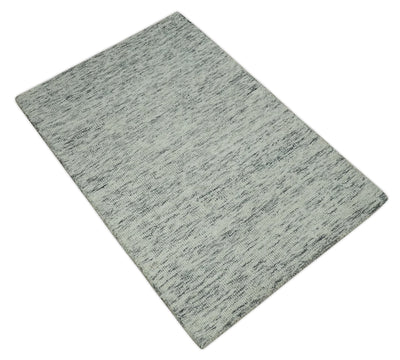 Modern Beige and Charcoal Solid Shaded Hand Tufted 2x3, 3x5, 5x8, 6x9, 8x10 and 9x12 Natural Wool Area Rug | UL60 - The Rug Decor