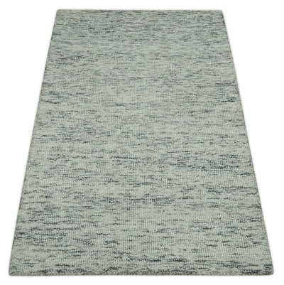 Modern Beige and Charcoal Solid Shaded Hand Tufted 2x3, 3x5, 5x8, 6x9, 8x10 and 9x12 Natural Wool Area Rug | UL60 - The Rug Decor