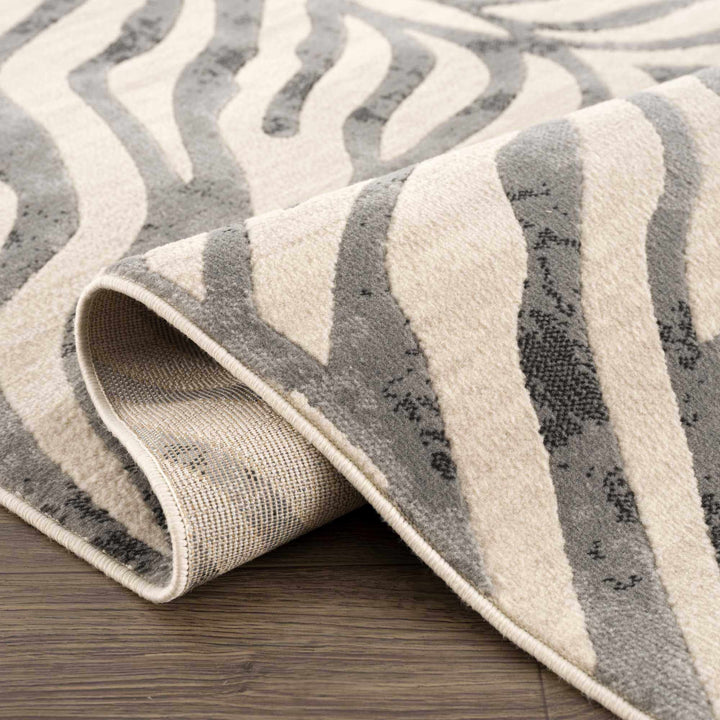 Modern Beige and Charcoal Zebra Print Area Rug - The Rug Decor