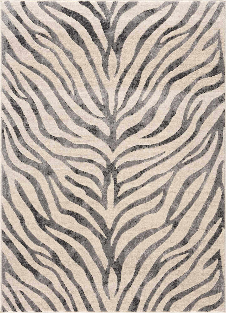 Modern Beige and Charcoal Zebra Print Area Rug - The Rug Decor