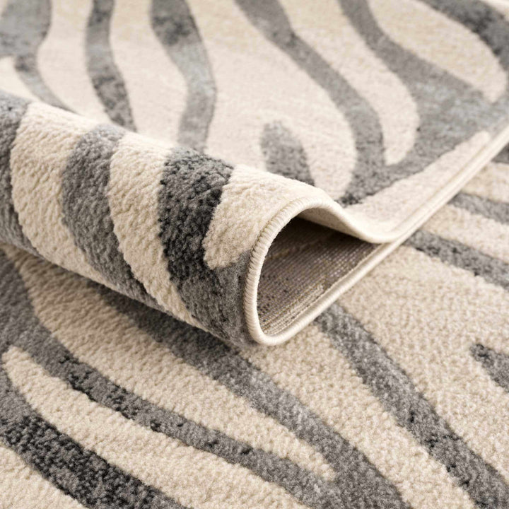 Modern Beige and Charcoal Zebra Print Area Rug - The Rug Decor