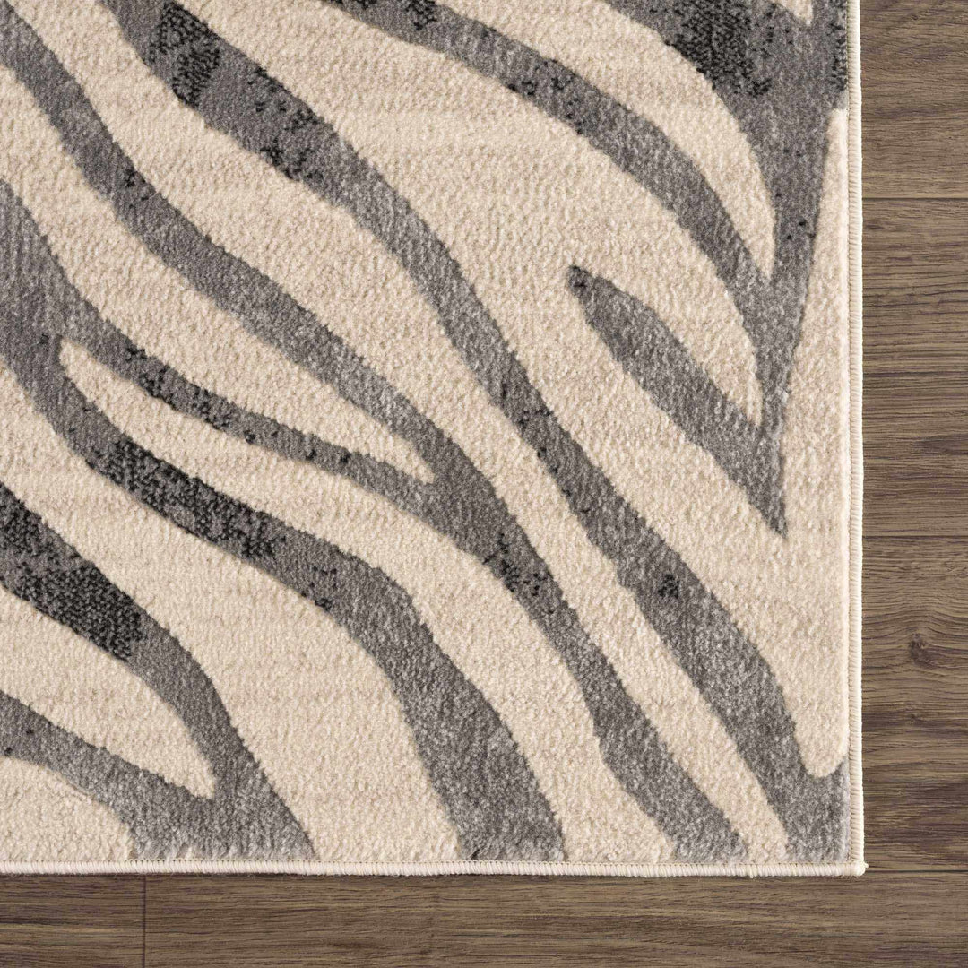 Modern Beige and Charcoal Zebra Print Area Rug - The Rug Decor