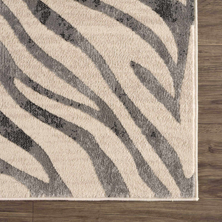 Modern Beige and Charcoal Zebra Print Area Rug - The Rug Decor