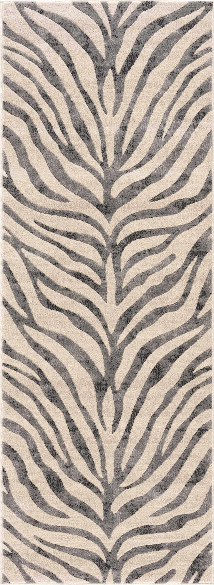 Modern Beige and Charcoal Zebra Print Area Rug - The Rug Decor
