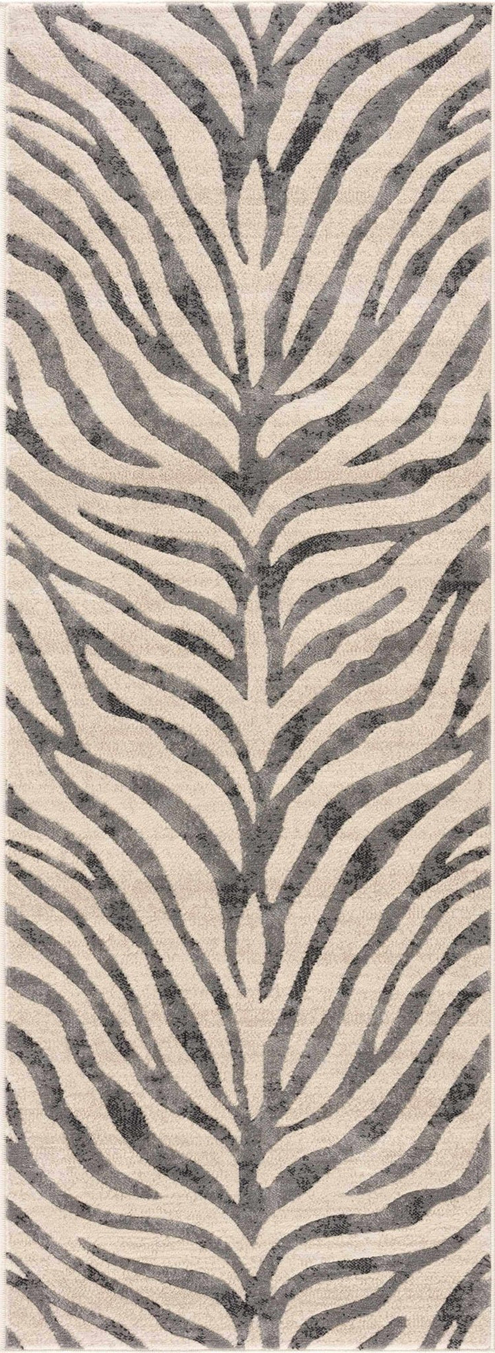Modern Beige and Charcoal Zebra Print Area Rug - The Rug Decor
