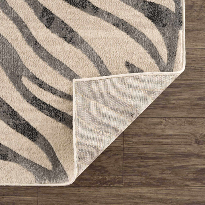 Modern Beige and Charcoal Zebra Print Area Rug - The Rug Decor