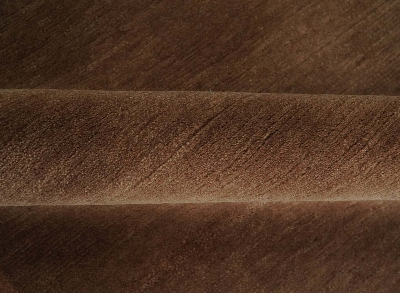 Modern Brown Geometrical Pattern Handloom 4x6 wool and Art silk Area Rug - The Rug Decor