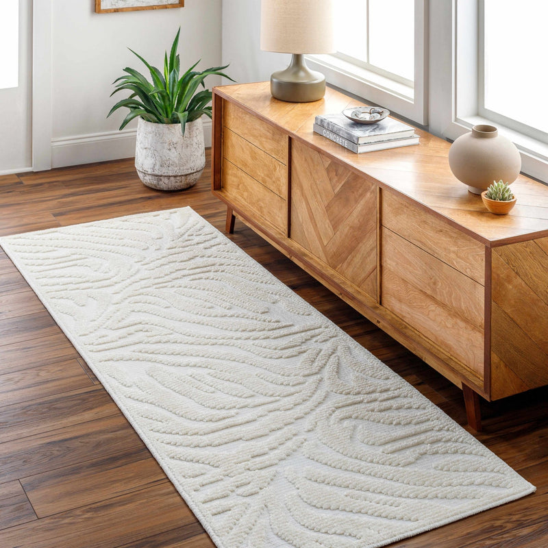 Modern Carved Texture Beige Zebra Print Washable Area Rug - The Rug Decor