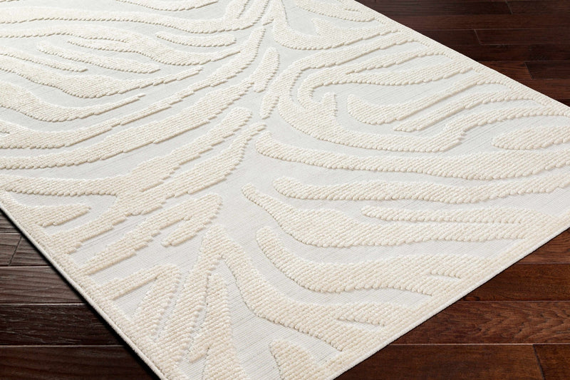 Modern Carved Texture Beige Zebra Print Washable Area Rug - The Rug Decor