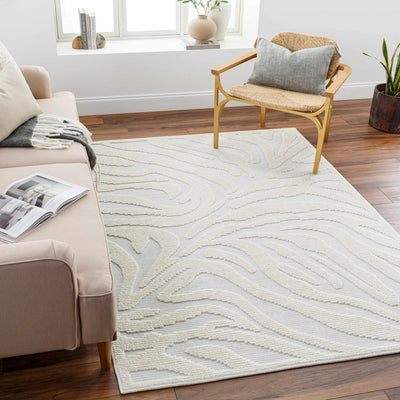 Modern Carved Texture Beige Zebra Print Washable Area Rug - The Rug Decor