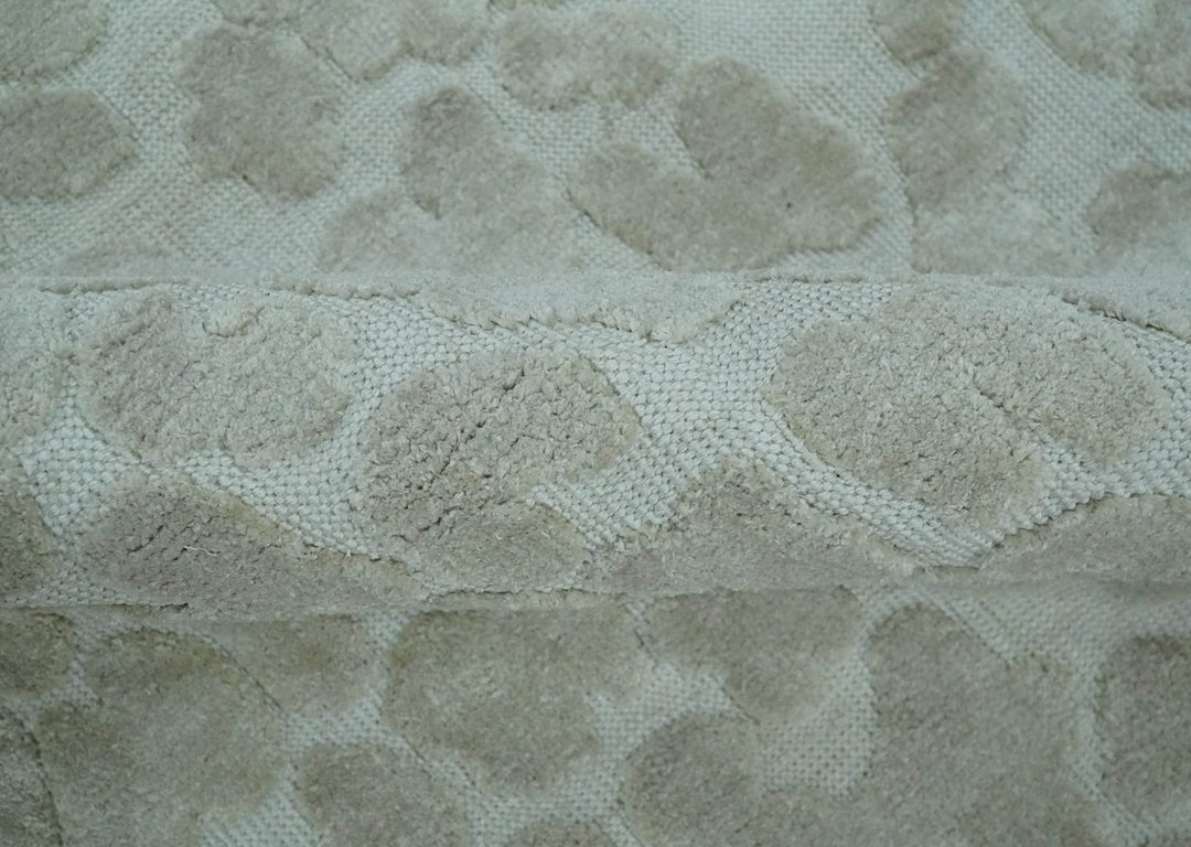 Modern Carved Texture Leopard Design Silver 10x14 Ecose Area Rug - The Rug Decor