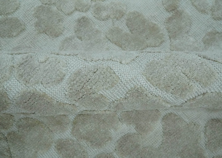 Modern Carved Texture Leopard Design Silver 10x14 Ecose Area Rug - The Rug Decor