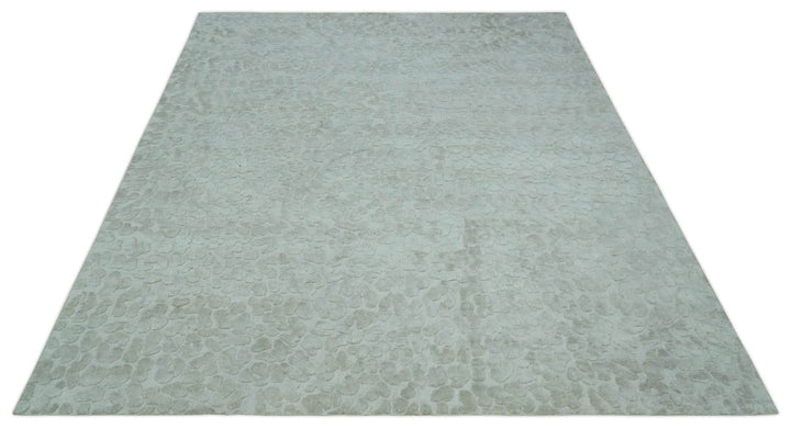 Modern Carved Texture Leopard Design Silver 10x14 Ecose Area Rug - The Rug Decor