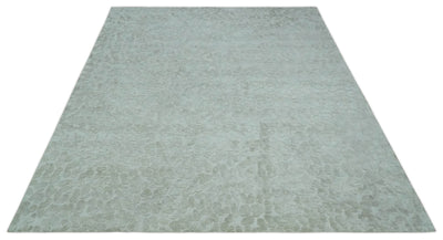 Modern Carved Texture Leopard Design Silver 10x14 Ecose Area Rug - The Rug Decor