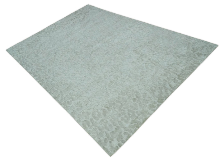Modern Carved Texture Leopard Design Silver 10x14 Ecose Area Rug - The Rug Decor