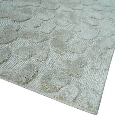 Modern Carved Texture Leopard Design Silver 10x14 Ecose Area Rug - The Rug Decor