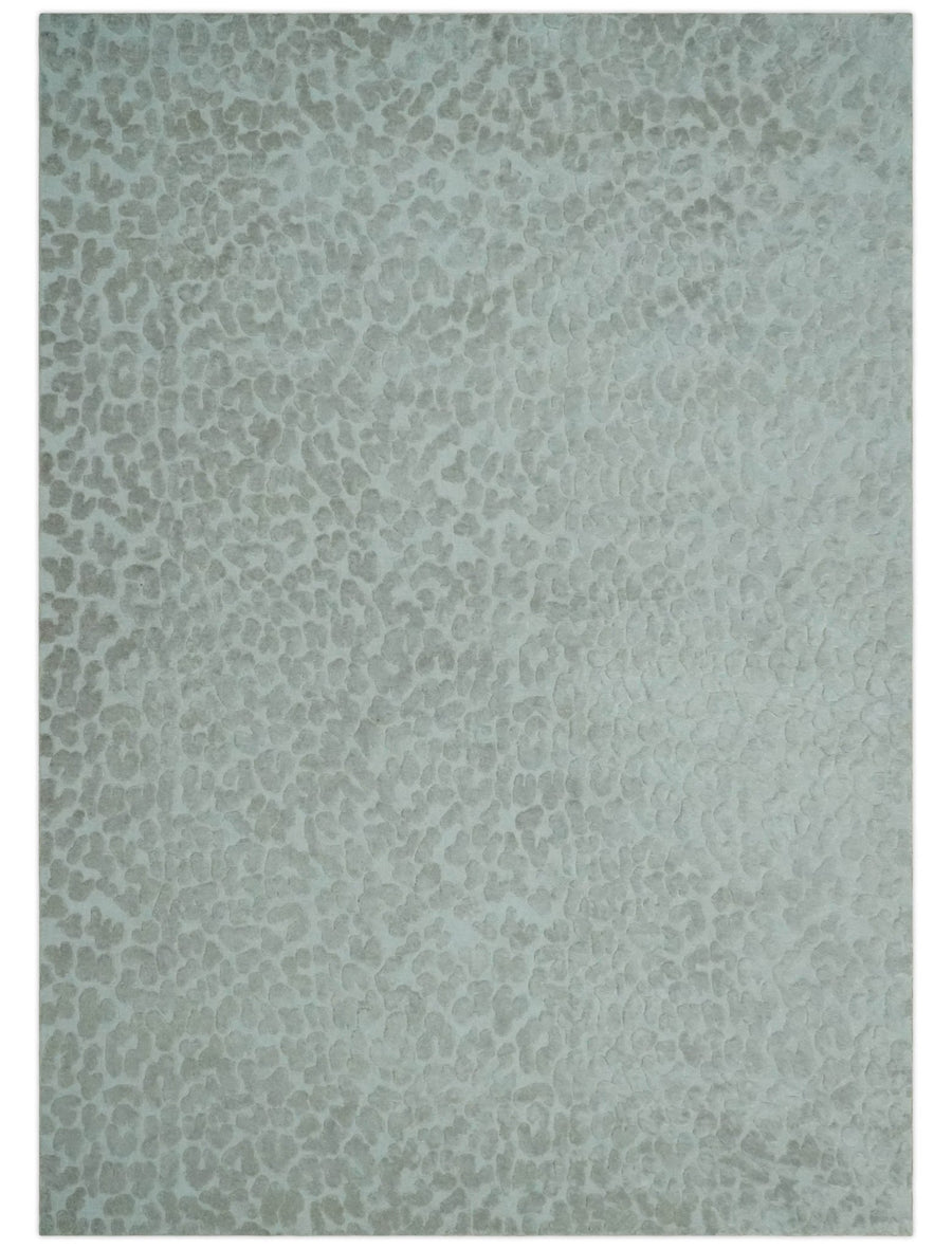 Modern Carved Texture Leopard Design Silver 10x14 Ecose Area Rug - The Rug Decor