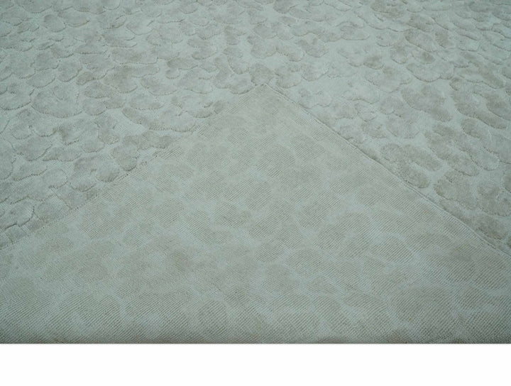 Modern Carved Texture Leopard Design Silver 10x14 Ecose Area Rug - The Rug Decor