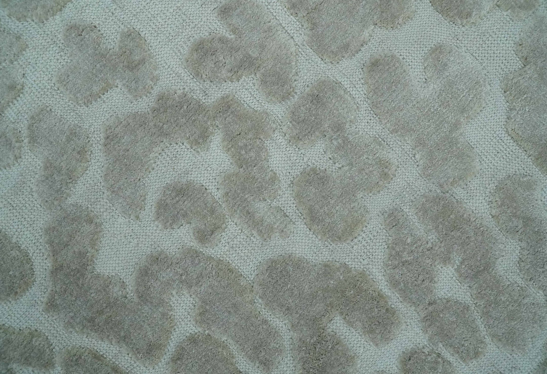 Modern Carved Texture Leopard Design Silver 10x14 Ecose Area Rug - The Rug Decor