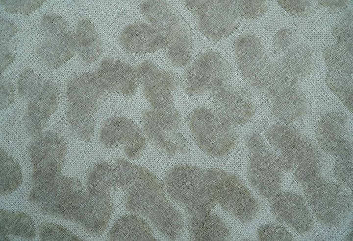 Modern Carved Texture Leopard Design Silver 10x14 Ecose Area Rug - The Rug Decor