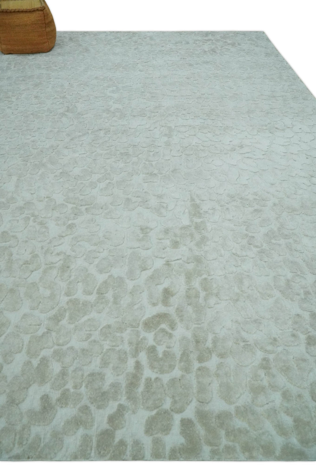 Modern Carved Texture Leopard Design Silver 10x14 Ecose Area Rug - The Rug Decor