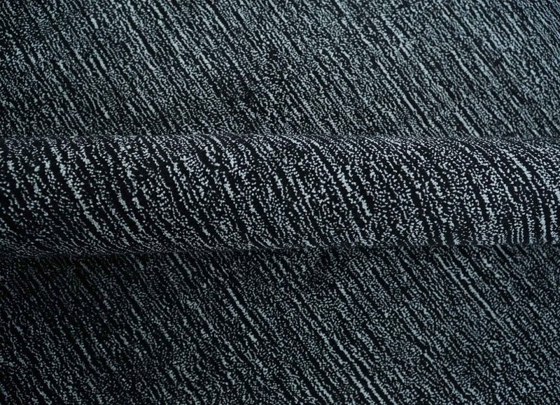 Modern Classic 8x10 Solid Plain Black and Silver Blended Hand Loomed Modern Scandinavian Art Silk Area Rug | AE19810 - The Rug Decor