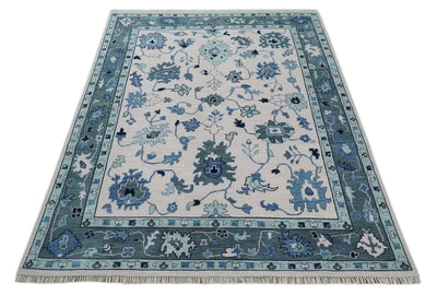 Modern Colorful Oushak Soft Pink, Gray and Blue 3x5, 4x6, 5x8, 6x9, 8x10 and 9x12 Hand Knotted Persian Style Wool Rug | TRD2774 - The Rug Decor