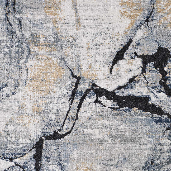 Modern Contemporary Abstract Silver, Charcoal and Gray Marble Design Rug - The Rug Decor