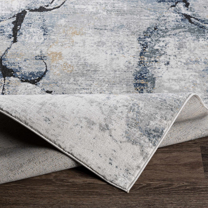 Modern Contemporary Abstract Silver, Charcoal and Gray Marble Design Rug - The Rug Decor