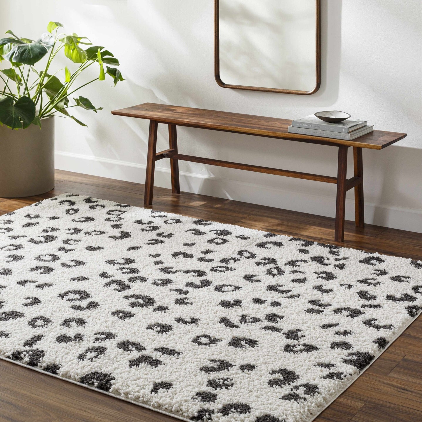 Modern Contemporary Antelope Ivory and Black Plush pile Area Rug - The Rug Decor