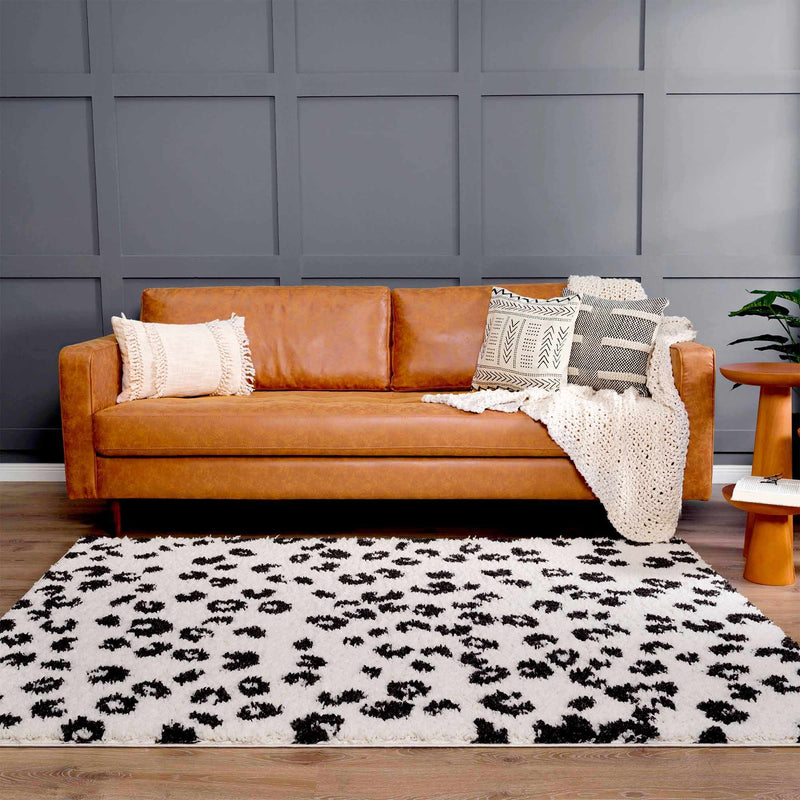 Modern Contemporary Antelope Ivory and Black Plush pile Area Rug - The Rug Decor