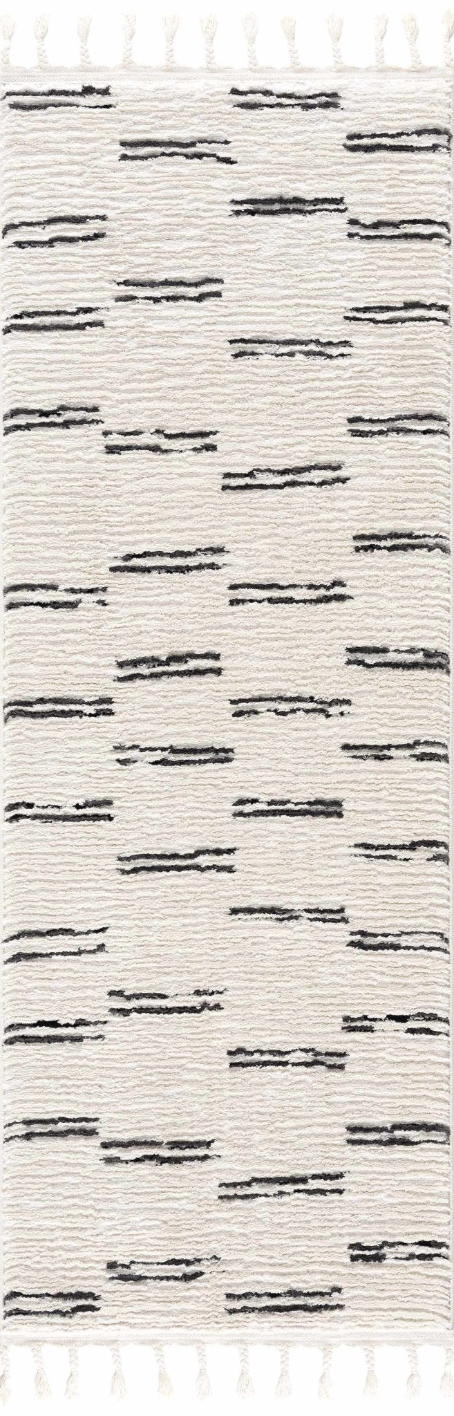 Modern Contemporary Beige and Black High-Low Pile Area Rug - The Rug Decor