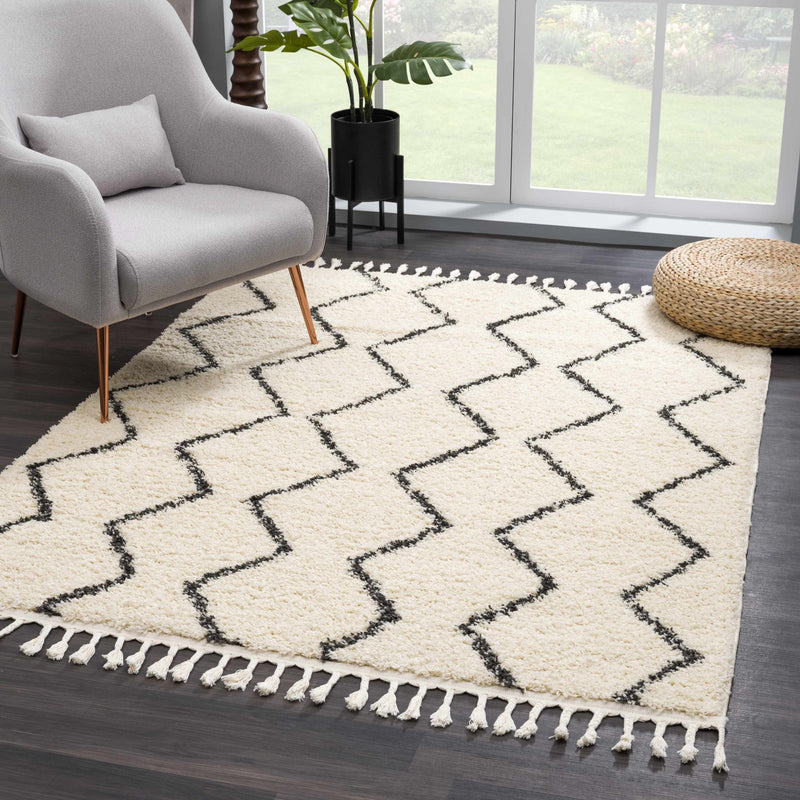 Modern Contemporary Beige and Charcoal Plush Pile Multi size Area Rug - The Rug Decor