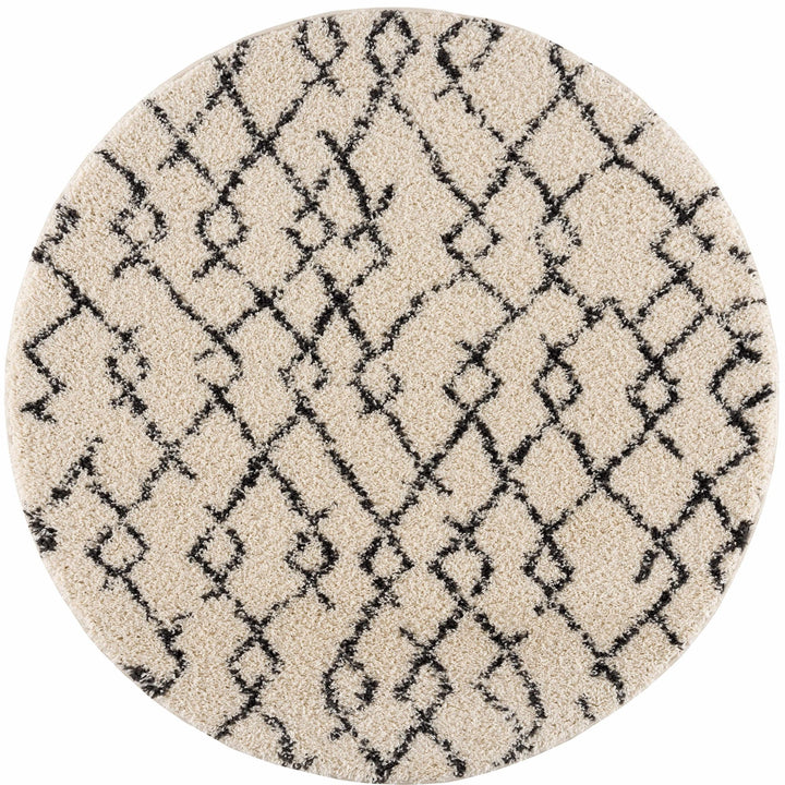 Modern Contemporary Beige and Charcoal Tribal Trellis Plush Pile Area Rug - The Rug Decor