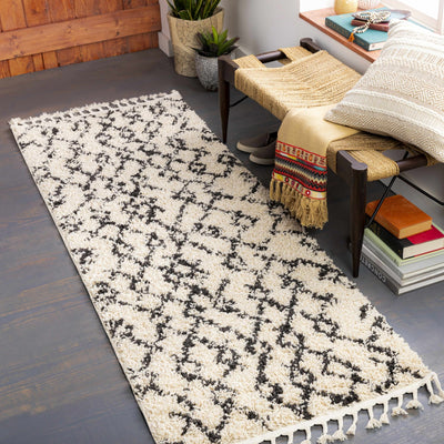 Modern Contemporary Beige and Charcoal Tribal Trellis Plush Pile Area Rug - The Rug Decor
