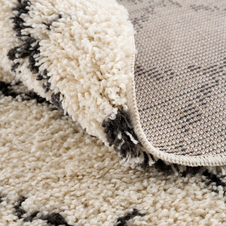 Modern Contemporary Beige and Charcoal Tribal Trellis Plush Pile Area Rug - The Rug Decor