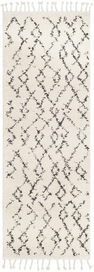 Modern Contemporary Beige and Charcoal Tribal Trellis Plush Pile Area Rug - The Rug Decor