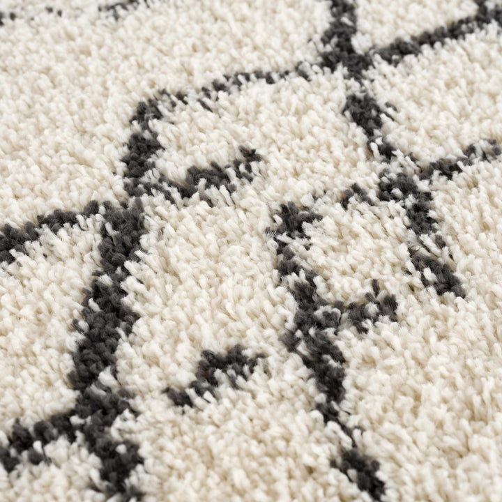 Modern Contemporary Beige and Charcoal Tribal Trellis Plush Pile Area Rug - The Rug Decor