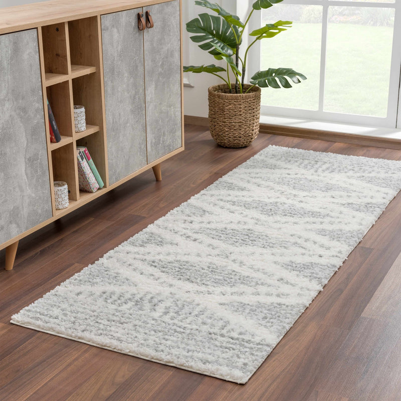 Modern Contemporary Beige and Gray Geometric Design Plush pile Area Rug - The Rug Decor