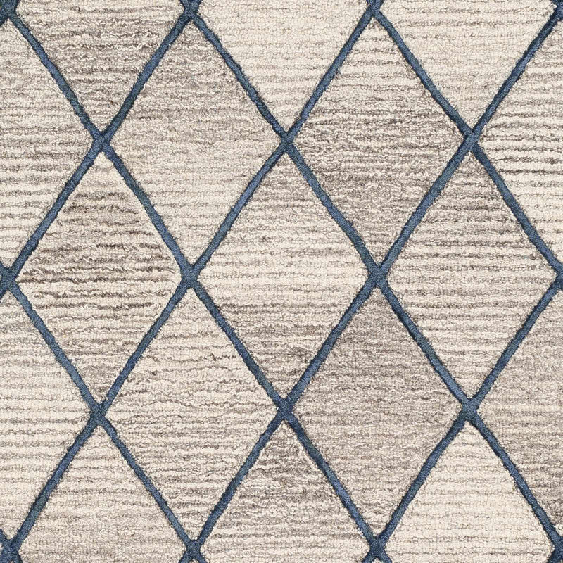 Modern Contemporary Beige and Navy Blue Hand Tufted Wool Area Rug - The Rug Decor