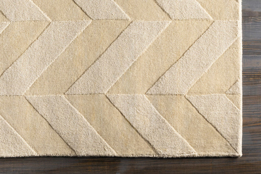 Modern Contemporary Beige Medium Pile Hand Loomed Wool Area Rug - The Rug Decor