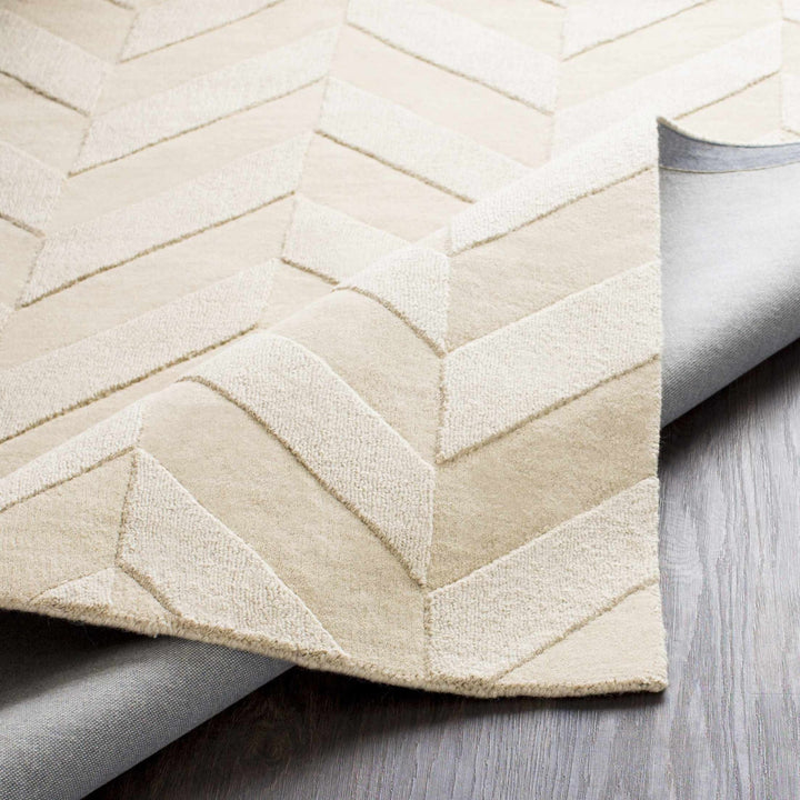 Modern Contemporary Beige Medium Pile Hand Loomed Wool Area Rug - The Rug Decor