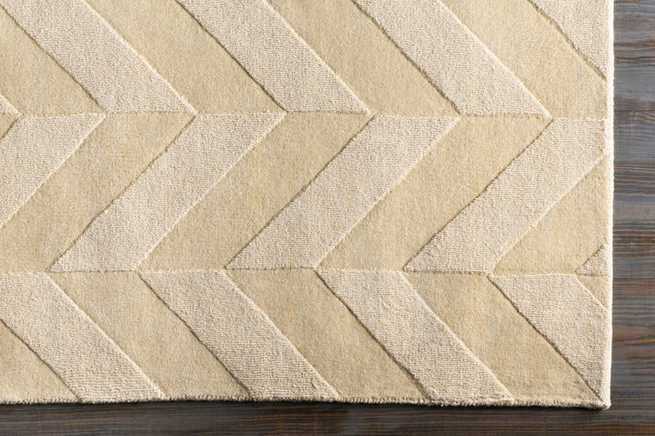 Modern Contemporary Beige Medium Pile Hand Loomed Wool Area Rug - The Rug Decor