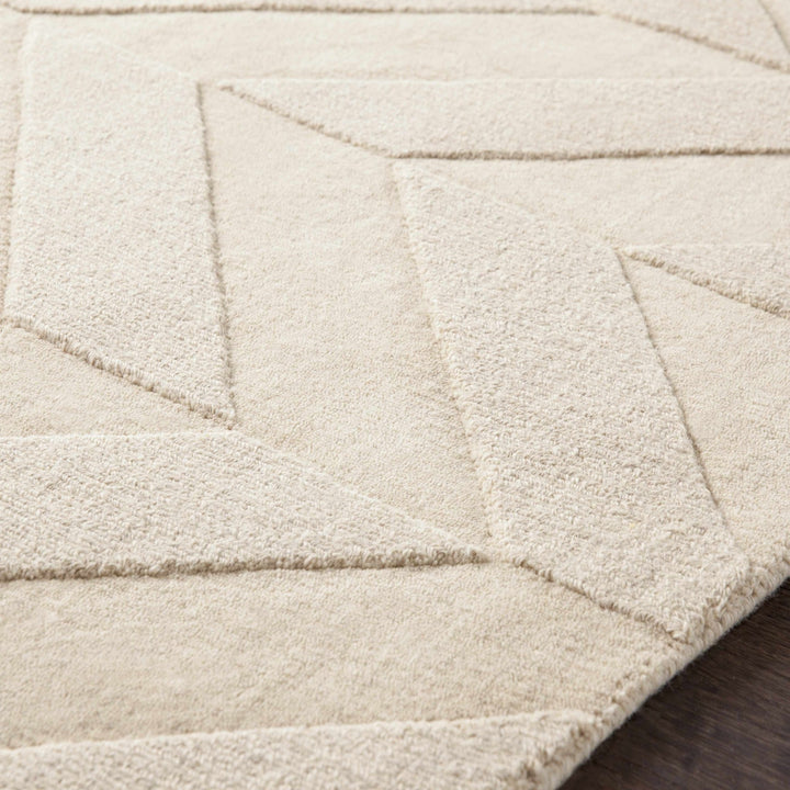 Modern Contemporary Beige Medium Pile Hand Loomed Wool Area Rug - The Rug Decor