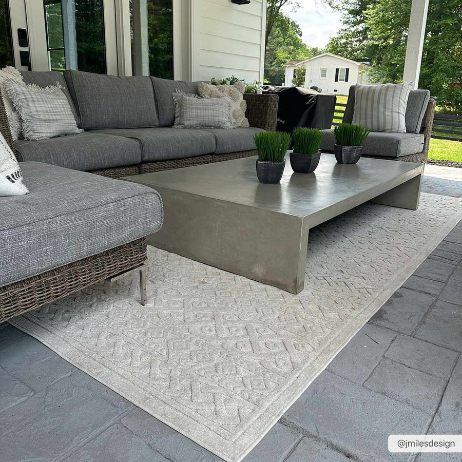 Modern Contemporary Beige Outdoor Safe High Low Pile Area Rug - The Rug Decor
